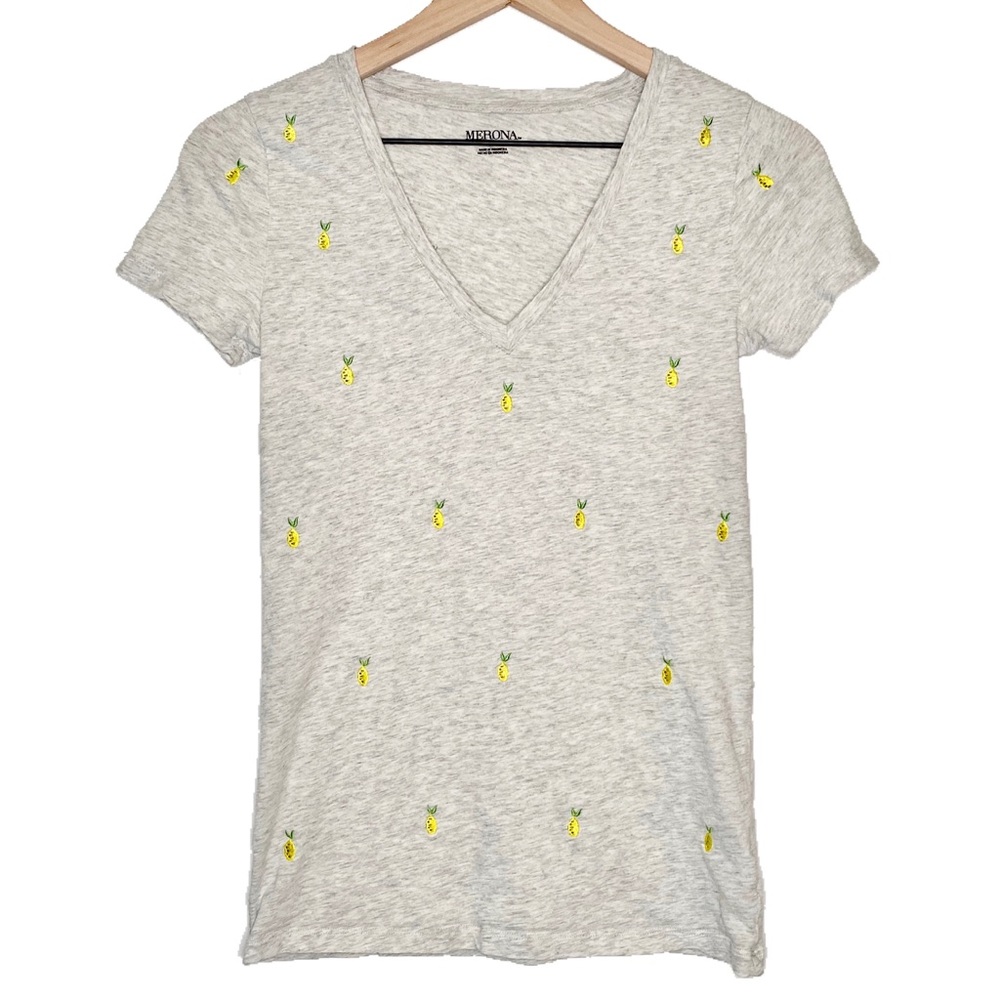 Heathered Gray Embroidered Pineapple Tee
